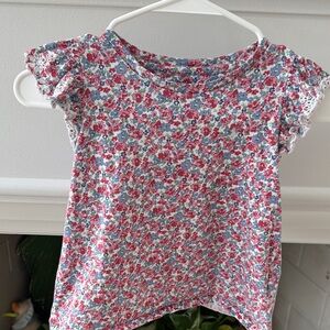 Polo by Ralph Lauren Girls' Pink & Blue Floral Short Sleeve Tee